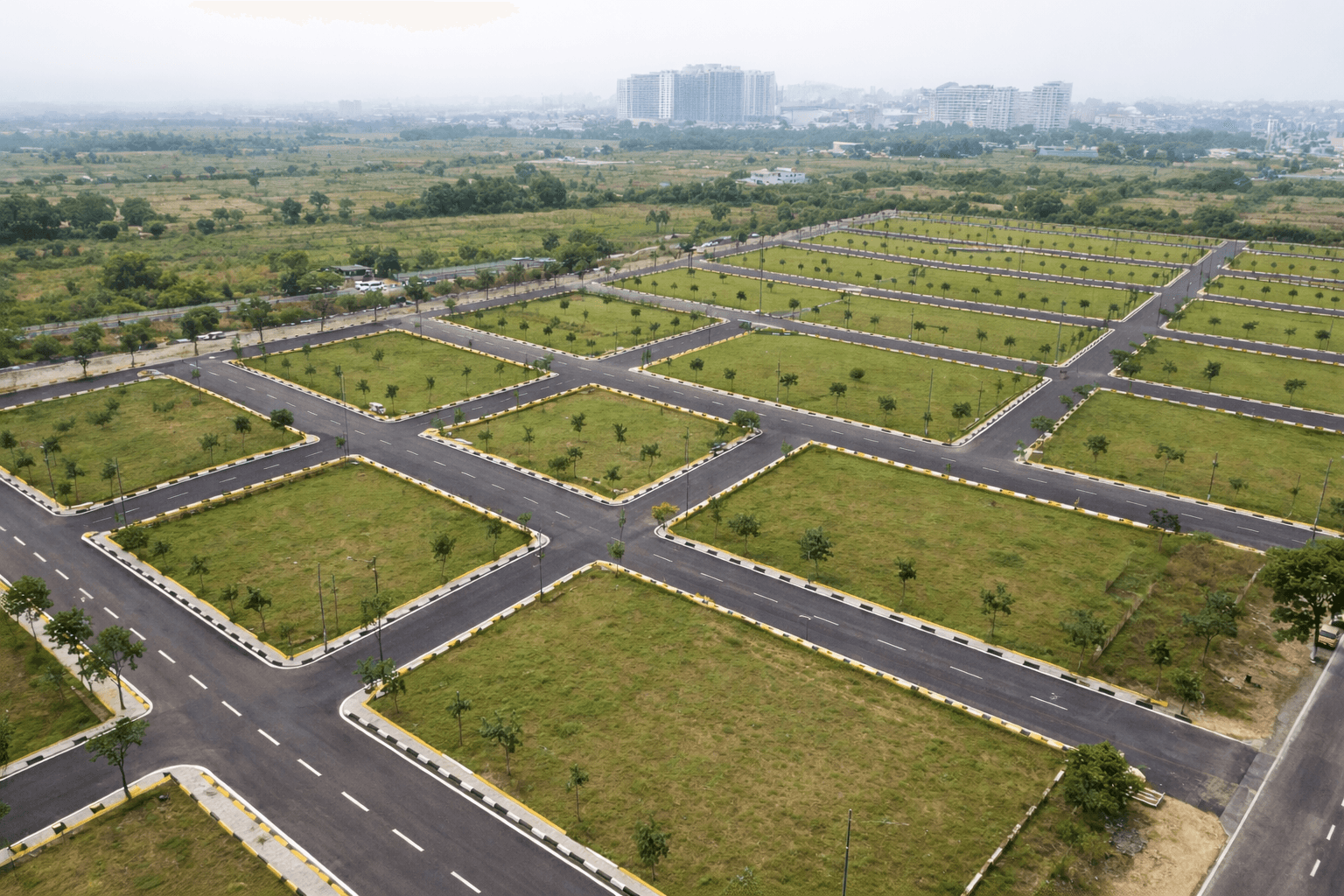 Aerial township view